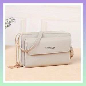 Sophisticated Grey Wallet with Detachable Chain Strap - Elegant and Versatile